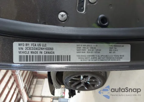 2022 Dodge Challenger Sxt из США, поврежденный, VIN 2C3CDZAG2NH103350